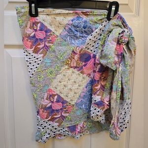 Victoria's Secret Colorful Patchwork Wrap Skirt with Floral Patterns